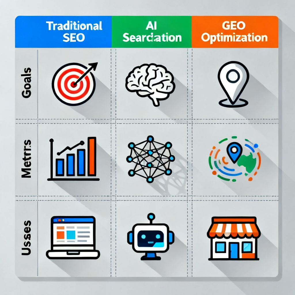 GEO优化与传统SEO对比示意